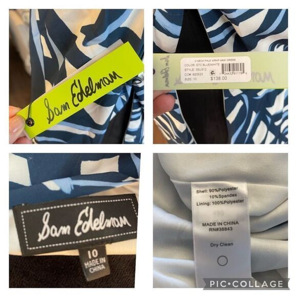 Sam Edelman Faux Wrap Maxi-Dress V-Neck Sleeveless NWT Sz 10 geometric pattern - Picture 7 of 15